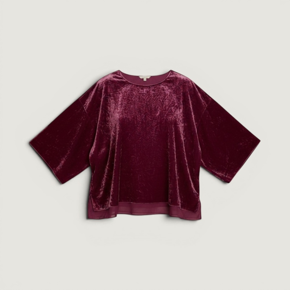 Soft Surroundings Blouse Womens 1X Pink Velvet Boat Neck Long Sleeve Tunic Top